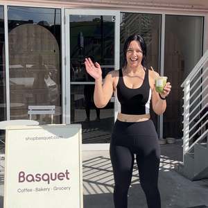 Matcha latte at Basquet