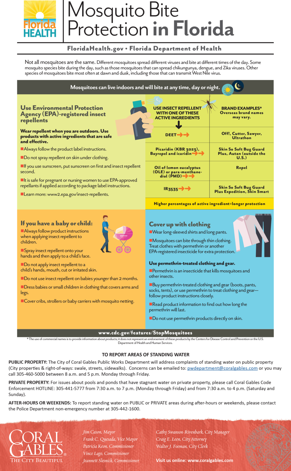 Coral Gables Zika Virus Advisory & Mosquito Bite Protection Flyer