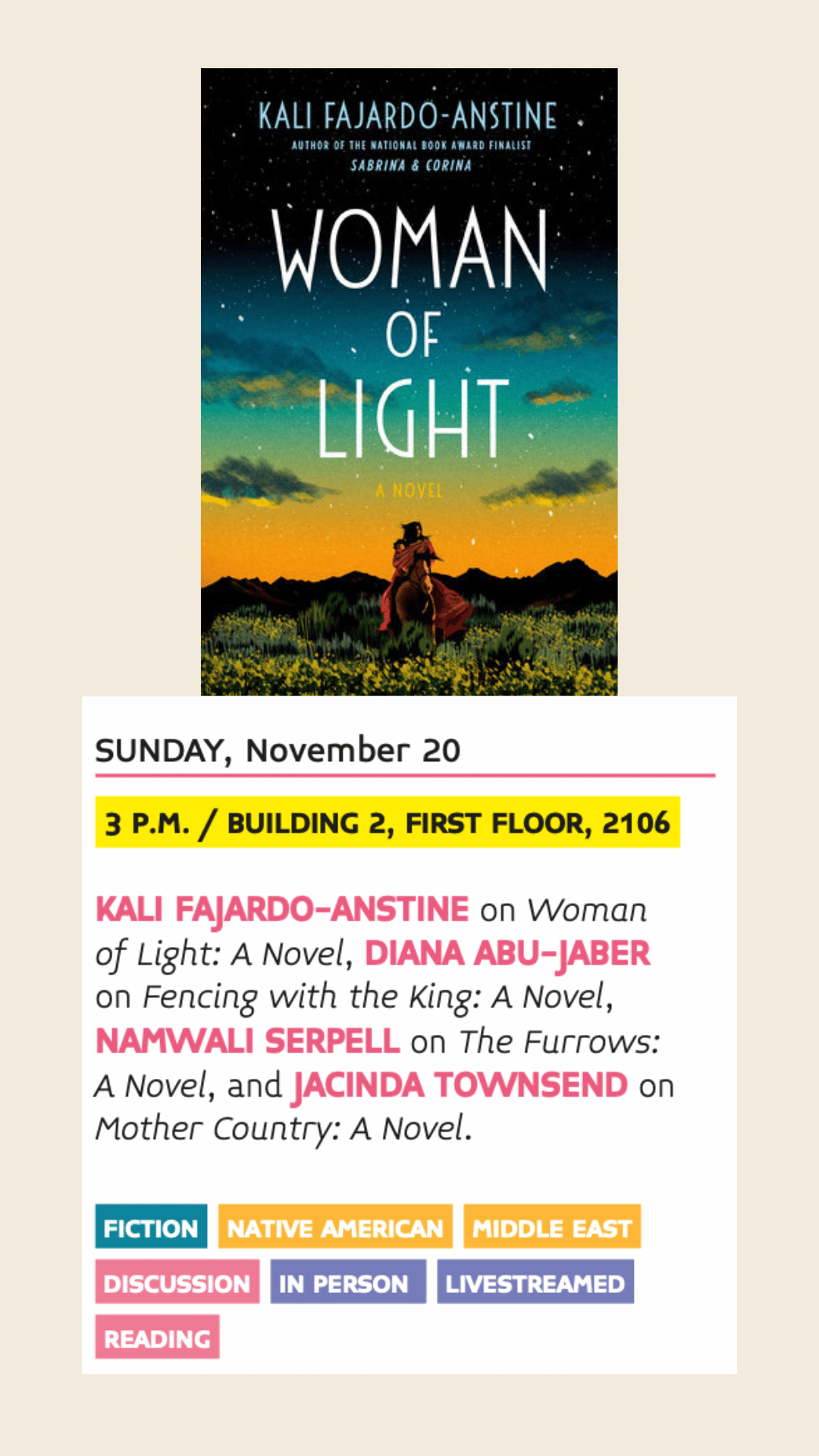 Miami Book Fair 2022 - Kali Farjardo Anstine - woman of light